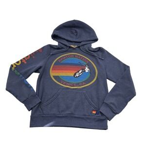 Aviator Nation Relaxed Pullover Hoodie Small‎ Navy Blue